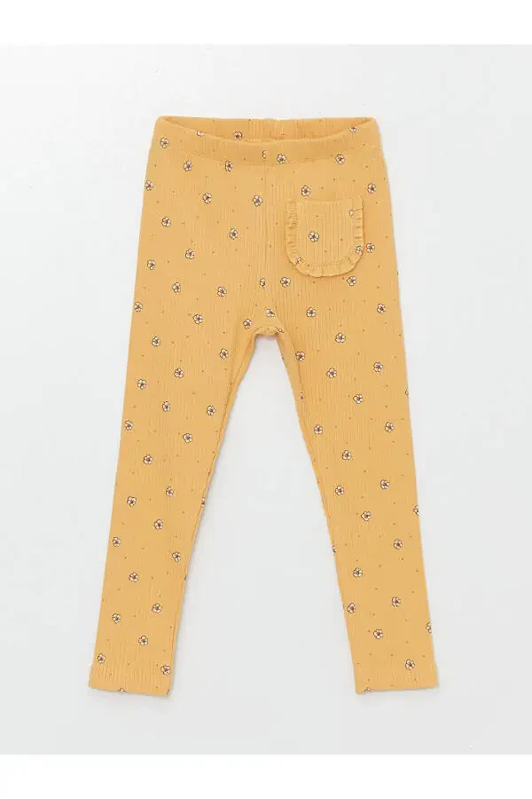 Lcwk Beli Lastikli Çiçekli Kız Bebek Tayt - 1