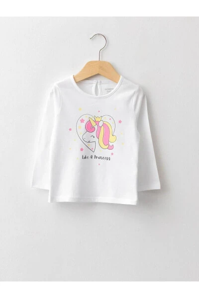 LCW chaqaloq Polo yoqasi uzun yengli bosma paxta qiz chaqaloq futbolkasi - LC WAIKIKI