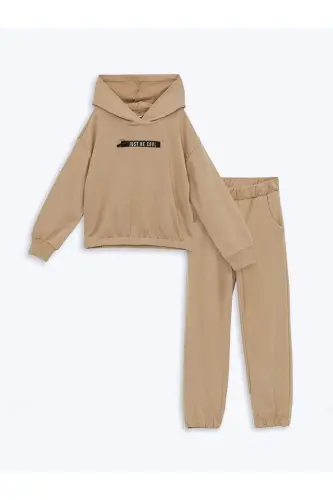 LCW Kids Dersleri Eğlenceli Hale Getiren Eşofman Takımı - BEIGE - 1