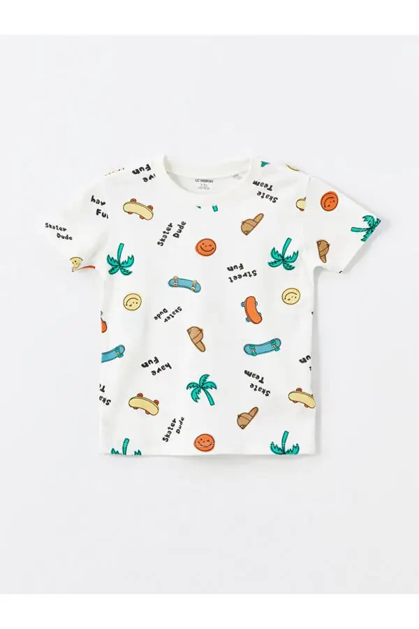 LCW Crew Neck Short Sleeve Printed Baby Boy T-Shirt - 5