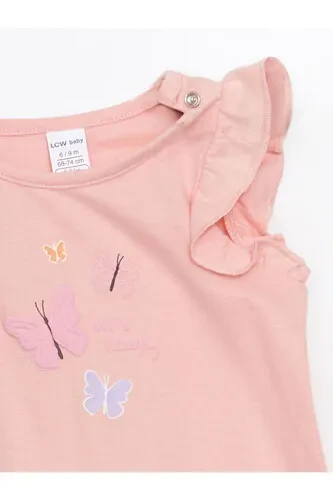 LCW детский розовый комплект с оборками и кнопками для девочек (2 предмета) - 3