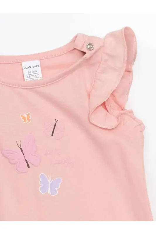 LCW детский розовый комплект с оборками и кнопками для девочек (2 предмета) - 3