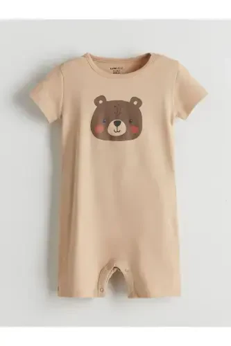 LCW ECO Bicycle Collar Cute Bear Printed Baby Boy Jumpsuit - 1