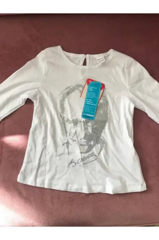 LCW ECO Crew Neck Long Sleeve Atatürk Print Baby Girl T-Shirt - 1