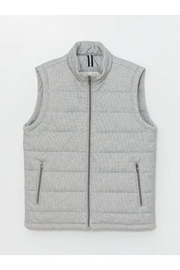 Lw - Slim Fit Dik Yaka Erkek Şişme Yelek-GRİ - 1