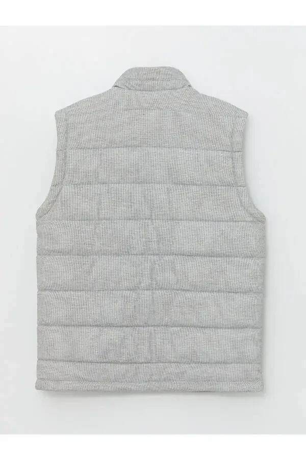 Lw - Slim Fit Dik Yaka Erkek Şişme Yelek-GRİ - 3