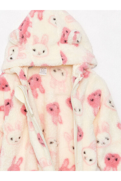 LCW Hooded Long Sleeve Baby Girl Plush Jumpsuit - 3