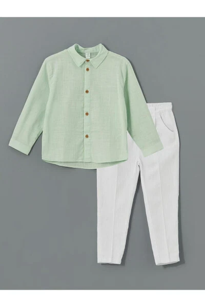 LCW Kids Basic Boys Shirt and Trousers 2-Piece Set - LC WAIKIKI