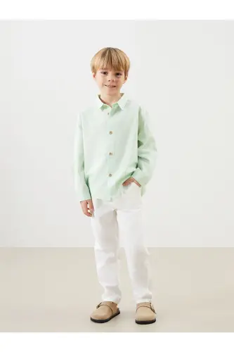 LCW Kids Basic Erkek Çocuk Gömlek ve Pantolon 2'li - PASTEL GREEN - 1