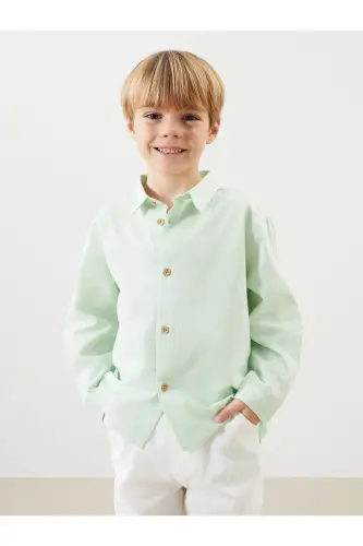 LCW Kids Basic Erkek Çocuk Gömlek ve Pantolon 2'li - PASTEL GREEN - 2