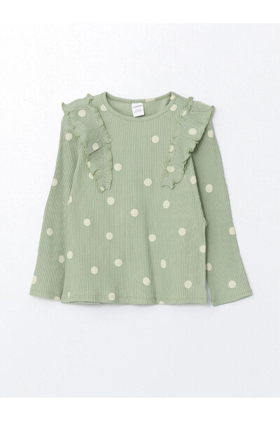 LCW Kids Baskılı Bisiklet Yaka Uzun Kollu Puantiye Baskılı Kız Çocuk Bluz ve Tayt 2'li Takım (W4) - Modazone (1)