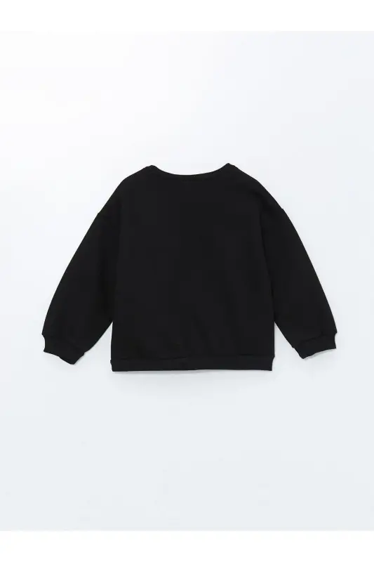 LCW Kids Bisiklet Yaka Kalın Baskılı Kız Çocuk Sweatshirt - NEW BLACK - 3