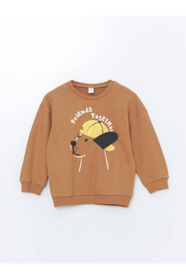LCW Kids Bisiklet Yaka Uzun Kollu Baskılı Erkek Bebek Sweatshirt ve Eşofman Alt 2'li Takım - LIGHT BROWN - 2