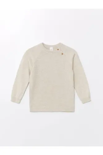 LCW Kids Bisiklet Yaka Uzun Kollu Erkek Bebek Triko Kazak-Ekru Melanj - 1