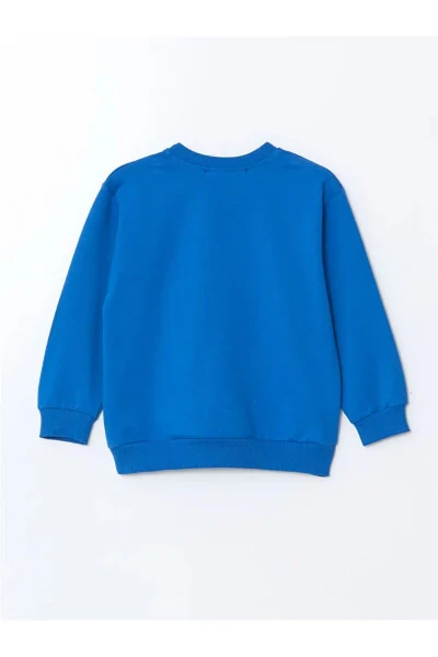 LCW Kids Blue Crew Neck Printed Baby Boy 2-Piece Sweatshirt Set - 5