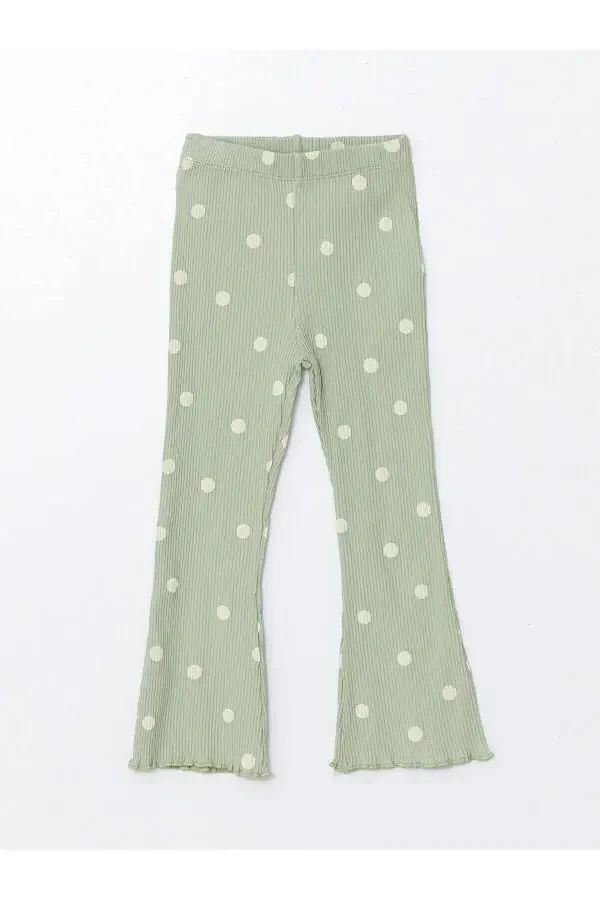 LCW Kids Bosmali Velosiped Yoqali Uzun Yengli Nuqtali Bosmali Qizlar uchun Bluzka va Tayt 2 qismli Kostyum - 3