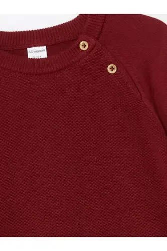 LCW Kids Crew Neck Long Sleeve Baby Boy Knitted Sweater-burgundy - LC WAIKIKI (1)