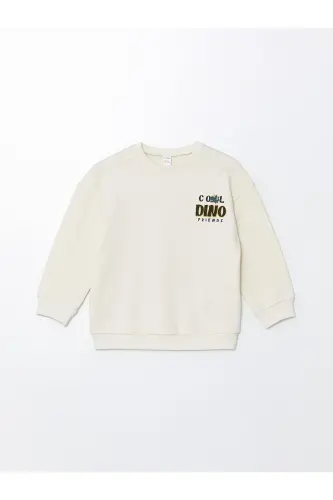 Lcw Kids Crew Neck Thick Printed Boys Sweatshirt-LIGHT BEIGE - 3