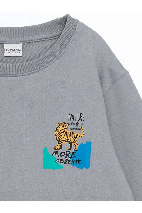 LCW Kids Grey Bike Collar Printed Long Sleeve Boys Sweatshirt - 2