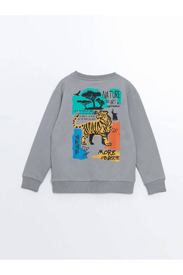 LCW Kids Grey Bike Collar Printed Long Sleeve Boys Sweatshirt - 3