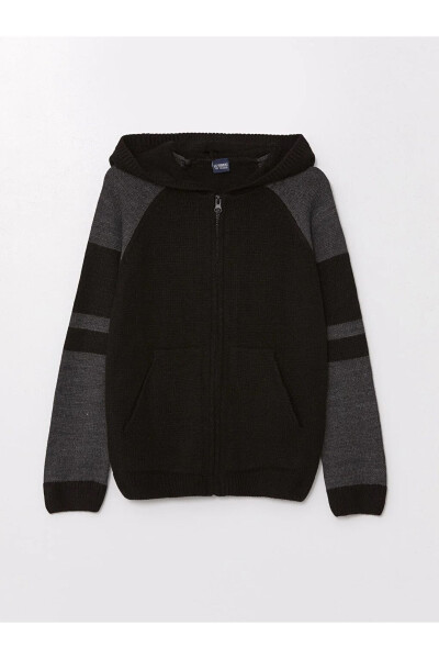 LCW Kids Hooded Color Block Long Sleeve Boys' Knit Cardigan - 4