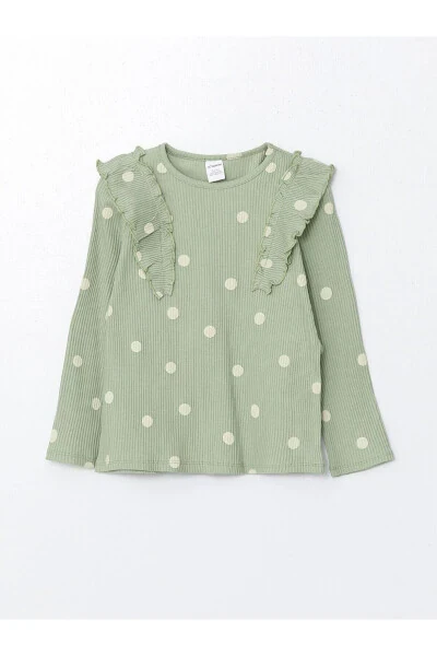 LCW Kids Printed Crew Neck Long Sleeve Polka Dot Printed Girls' Blouse and Leggings 2-Piece Set - Modazone (1)