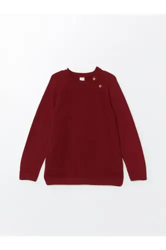 LCW Kids Трикотажный свитер для маленьких мальчиков с круглым вырезом и длинными рукавами - бордовый - 1