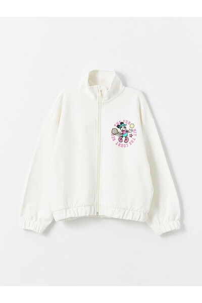 LCW Kids Uçuk Pembe Dik Yaka Minnie Mouse Baskılı Kız Çocuk Fermuarlı Sweatshirt - PALE PINK - LC WAIKIKI