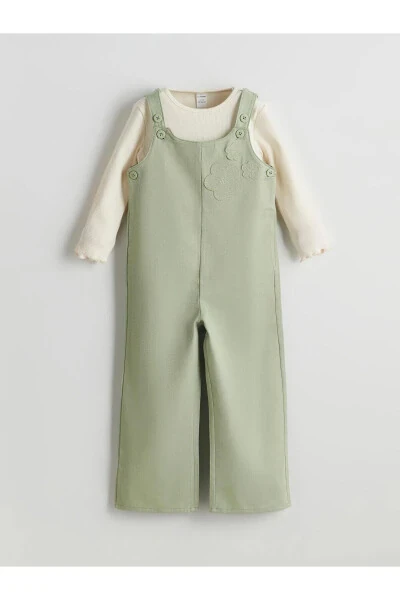 LCW Kids Велосипедка ёқаси гулли қиз болалар футболка ва комбинезони 2 дона - LC WAIKIKI