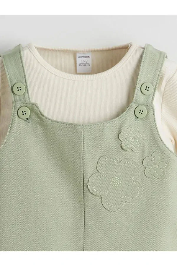 LCW Kids Велосипедка ёқаси гулли қиз болалар футболка ва комбинезони 2 дона - 4