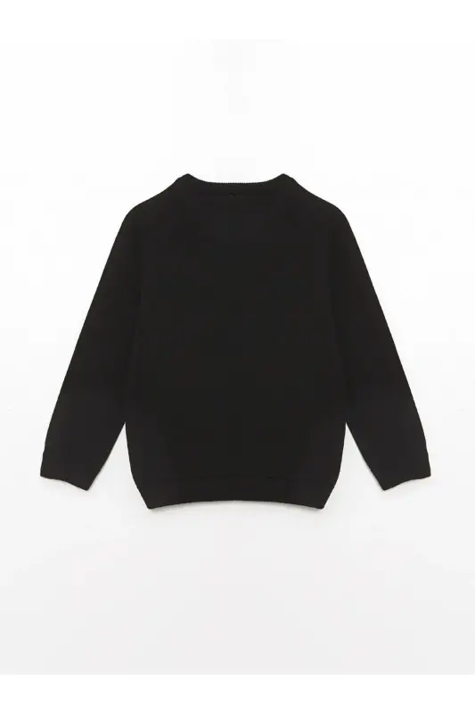 LCW Kids Yeni Siyah Bisiklet Yaka Uzun Kollu Erkek Bebek Triko Kazak-YENİ SİYAH - 2