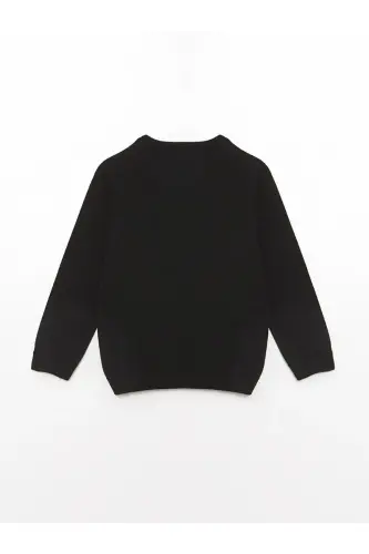 LCW Kids Yeni Siyah Bisiklet Yaka Uzun Kollu Erkek Bebek Triko Kazak-YENİ SİYAH - LC WAIKIKI (1)