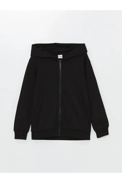 LCW Kids Yeni Siyah Kapüşonlu Erkek Çocuk Fermuarlı Sweatshirt - LC Waikiki