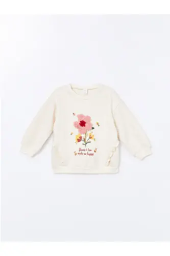 LCW KidsBisiklet Yaka Kalın Çiçekli Kız Çocuk Sweatshirt - Çok Renkli - 4