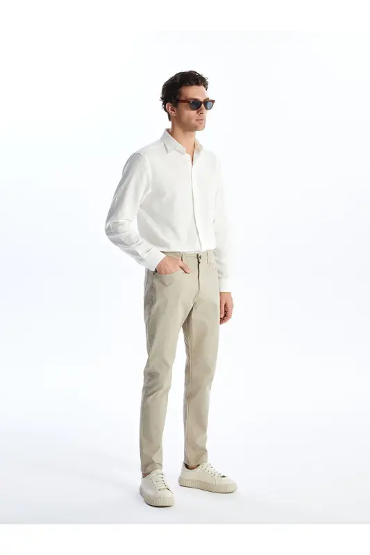 LCWAIKIKI Classic Dar Kalıp Erkek Chino Pantolon - Bej - LC WAIKIKI