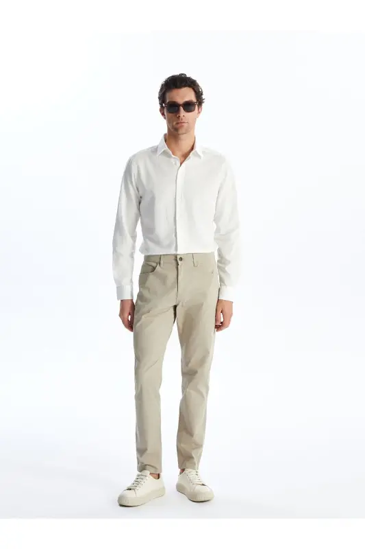 LCWAIKIKI Classic Dar Kalıp Erkek Chino Pantolon - Bej - 2