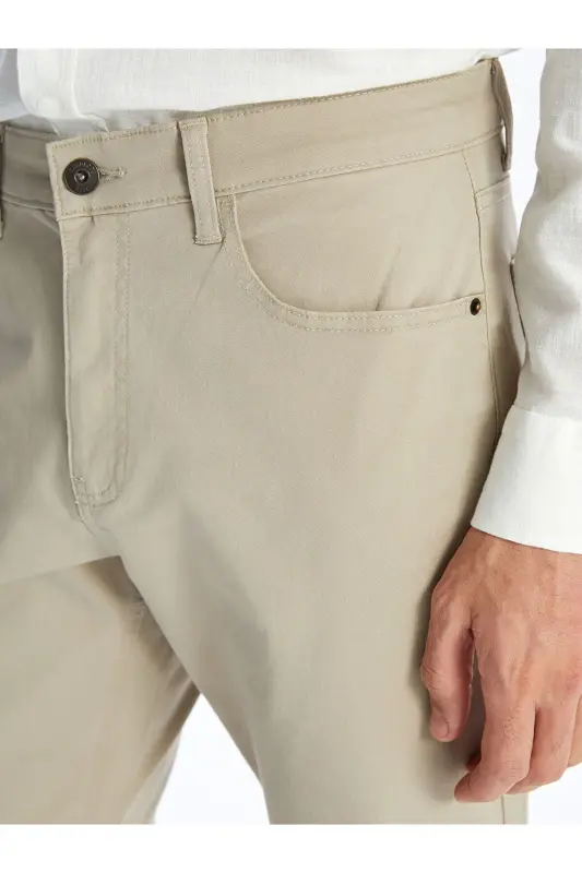 LCWAIKIKI Classic Dar Kalıp Erkek Chino Pantolon - Bej - 3