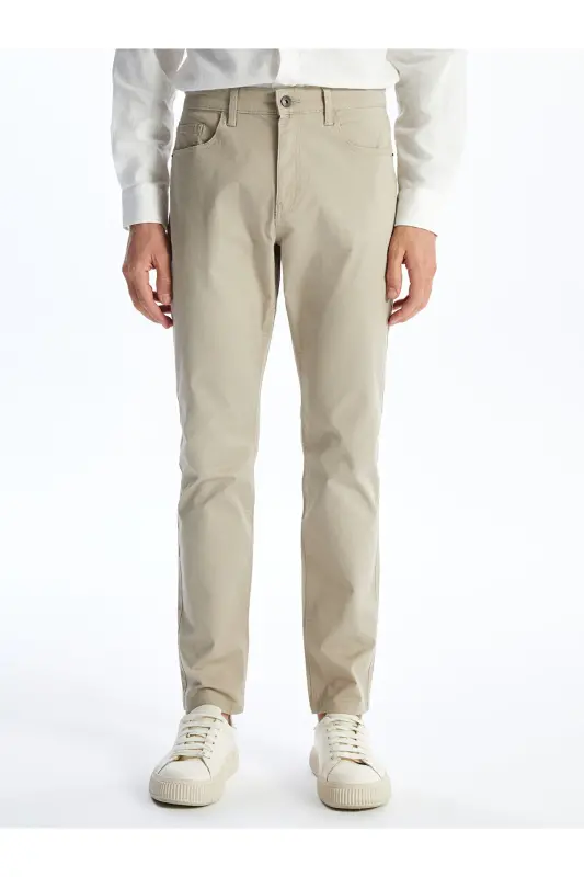 LCWAIKIKI Classic Dar Kalıp Erkek Chino Pantolon - Bej - 4
