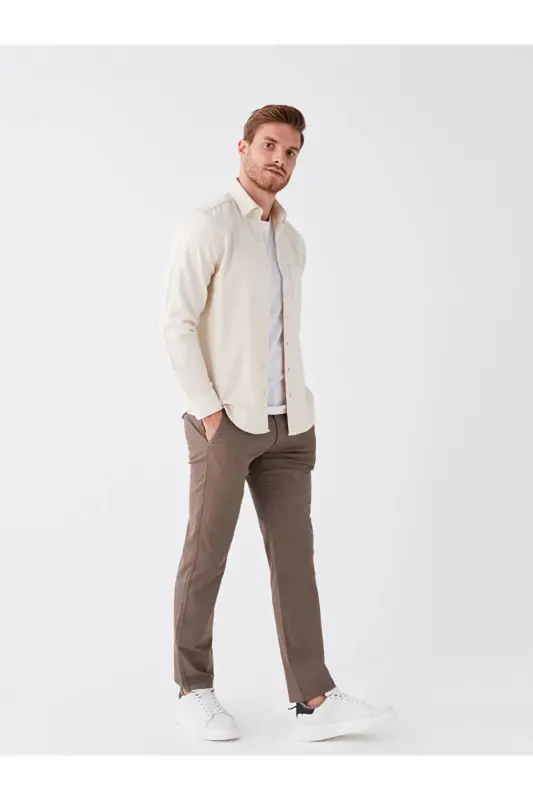 LCWAIKIKI Classic Standart Kalıp Erkek Chino Pantolon - Kahverengi - 3