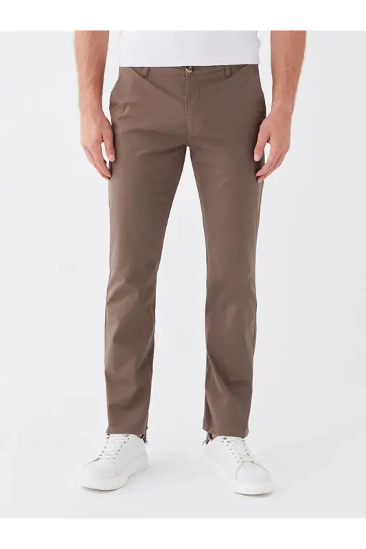 LCWAIKIKI Classic Standart Kalıp Erkek Chino Pantolon-Kahverengi - 2