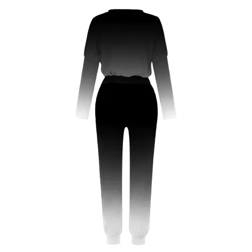 lcziwo 2 Piece Lounge Sets for Women Jogger Sets Spring Fall Gradient Print Long Sleeve Sweatshirt and Jogger Pants Matching Sweatsuits 2025 Black XL - 1