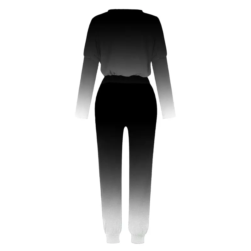 lcziwo 2 Piece Lounge Sets for Women Jogger Sets Spring Fall Gradient Print Long Sleeve Sweatshirt and Jogger Pants Matching Sweatsuits 2025 Black XL - 1
