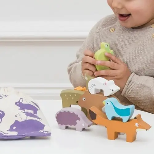 Le Toy Van - Деревянная игра-пазл Petilou Forest Stacker & сумка с образовательными упражнениями на баланс | Отличный подарок для детей и малышей | Подходит для детей от 18 месяцев - 5