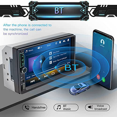 Leadfan 7-inch Car Stereo Double Din Radio Touchscreen with Backup Camera Multimedia Car Audio Support Mirror Link, Bluetooth Caller ID, FM/MP3/MP4/USB/Subwoofer, Aux Input Car Audio Receivers - 3