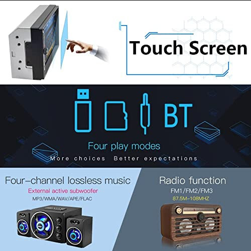 Leadfan 7-inch Car Stereo Double Din Radio Touchscreen with Backup Camera Multimedia Car Audio Support Mirror Link, Bluetooth Caller ID, FM/MP3/MP4/USB/Subwoofer, Aux Input Car Audio Receivers - 4