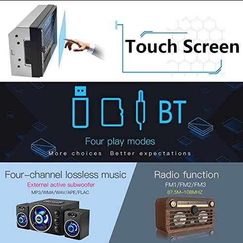 Leadfan 7-inch Car Stereo Double Din Radio Touchscreen with Backup Camera Multimedia Car Audio Support Mirror Link, Bluetooth Caller ID, FM/MP3/MP4/USB/Subwoofer, Aux Input Car Audio Receivers - 4