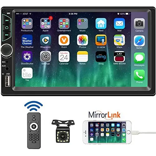 Leadfan 7-inch Car Stereo Double Din Radio Touchscreen with Backup Camera Multimedia Car Audio Support Mirror Link, Bluetooth Caller ID, FM/MP3/MP4/USB/Subwoofer, Aux Input Car Audio Receivers - 1