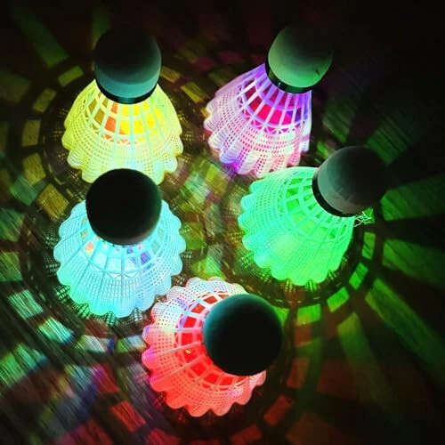 Leadge LED Shuttlecock Badminton Birdies, Shuttlecock Dark Night Nylon Glow Glow Birdies Lighting for Outdoor Indoor Sport Activities (6Packs) (Multi Color) - Leadge