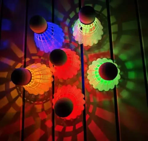 Leadge LED Shuttlecock Badminton Birdies, Shuttlecock Dark Night Nylon Glow Glow Birdies Lighting for Outdoor Indoor Sport Activities (6Packs) (Multi Color) - 6