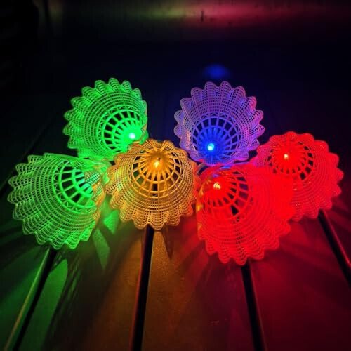 Leadge LED Shuttlecock Badminton Birdies, Shuttlecock Dark Night Nylon Glow Glow Birdies Lighting for Outdoor Indoor Sport Activities (6Packs) (Multi Color) - 7
